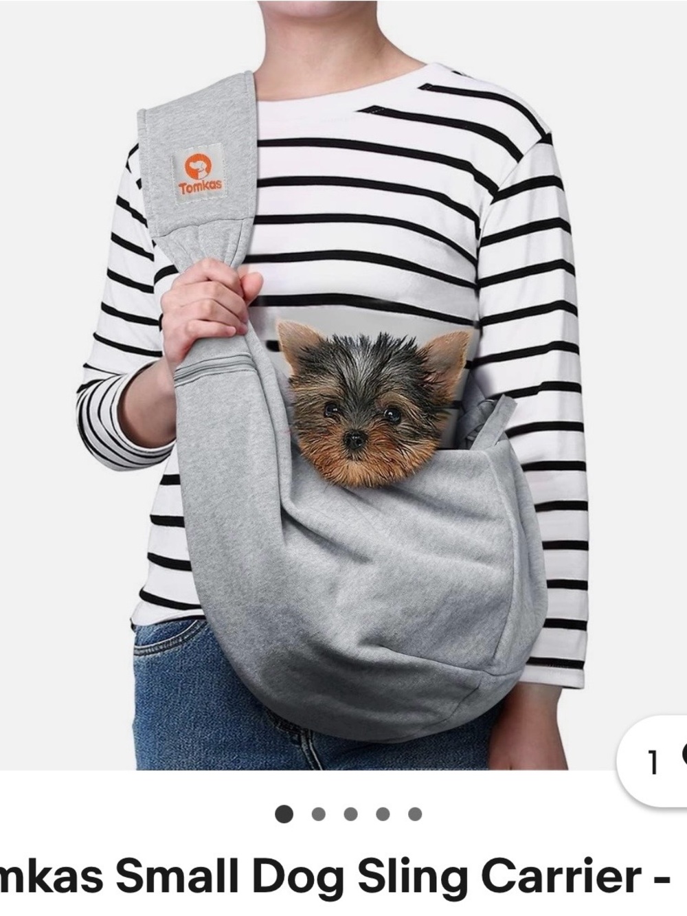 Tomkas Gray Small Dog Sling Carrier New